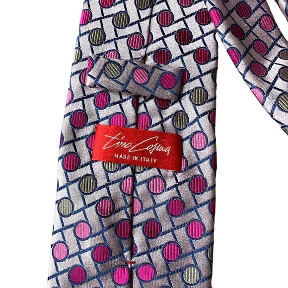 Tino Cosma Pink Geometric Tie Made in Italy - Picture 8 of 8